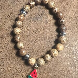 Brown Beaded Bracelet with Watermelon Charm B88